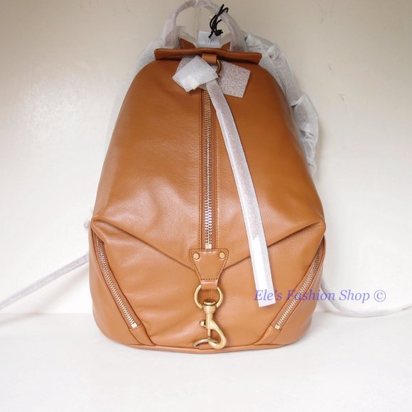 ❤️ NWT Rebecca Minkoff Julian Jumbo Leather Backpack Caramello Brown AUTHENTIC main image 2